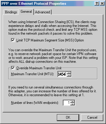 Windows 98. General PPP settings